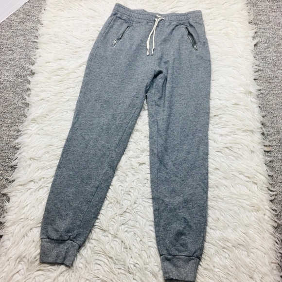 Hollister Cozy Gray Jogger Pants  Zipper Pockets Elastic With Tie Waist Women’s - Picture 2 of 9